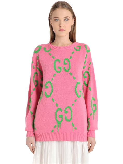 gucci pink tennis sweatshirt|Gucci pink and green sweater.